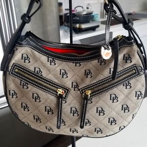 Dooney and Bourke Fabric Hobo Black Logo Shoulder Bag